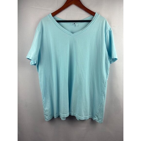 Fresh Produce Womens V-Neck T-Shirt 2X Light Blue 100% Cotton Made In USA - Picture 2 of 5